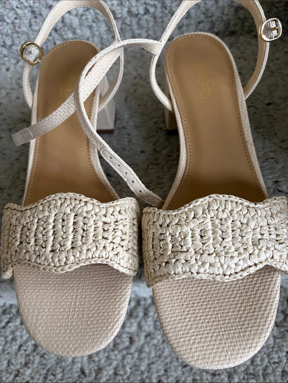 J. Crew Factory Blonde Natural Raffia heeled sandal size 7 CU341 $138